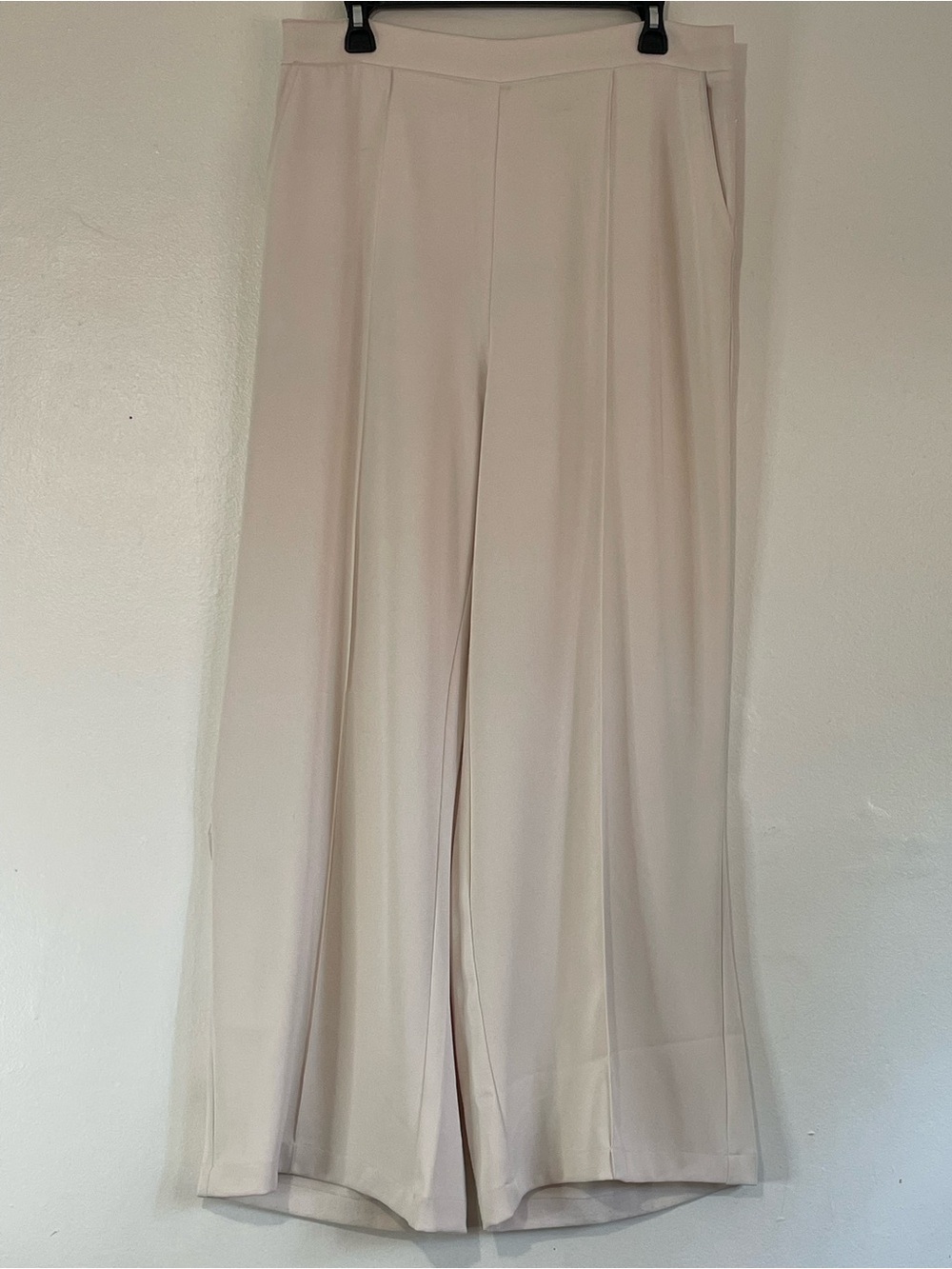 Old money Minimalist Wide-Leg With Pockets Melloday Cream Women's Pants Size